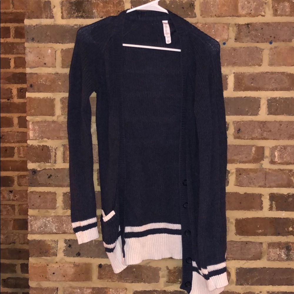 Navy Blue/White Cardigan